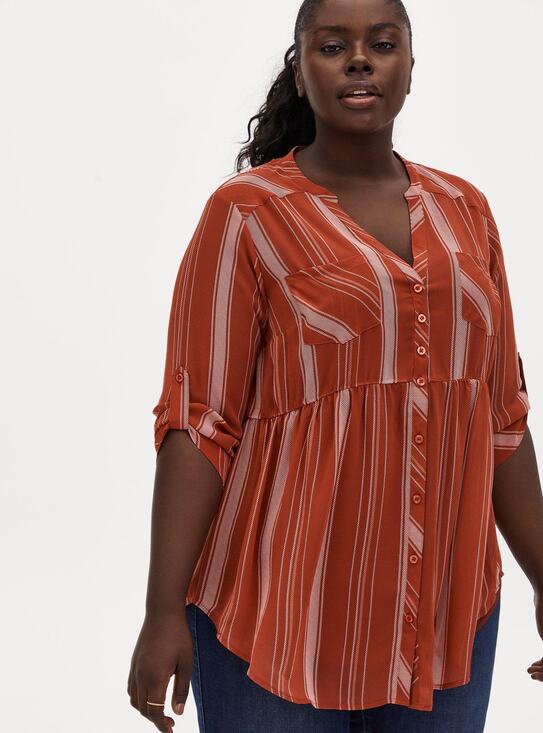 torrid Tops - NWT Torrid Emma Babydoll Chiffon Semi Sheer Tunic Shirt Blouse Top Size 0X (12)
